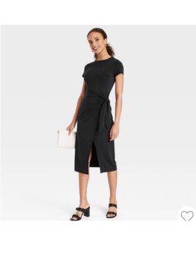 a new day Black Knot-Front Midi Dress